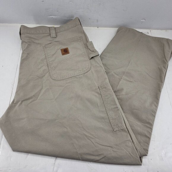 Carhartt Pants Mens 44/32 Loose Fit Tan Cargo Carpenter Canvas Workwear B151 TAN - Picture 1 of 8